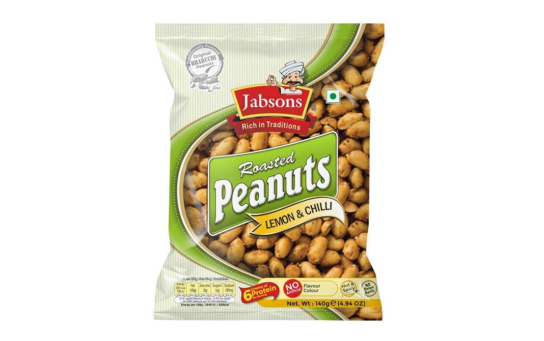 Jabsons Roasted Peanuts Lemon & Chilli   Pack  140 grams